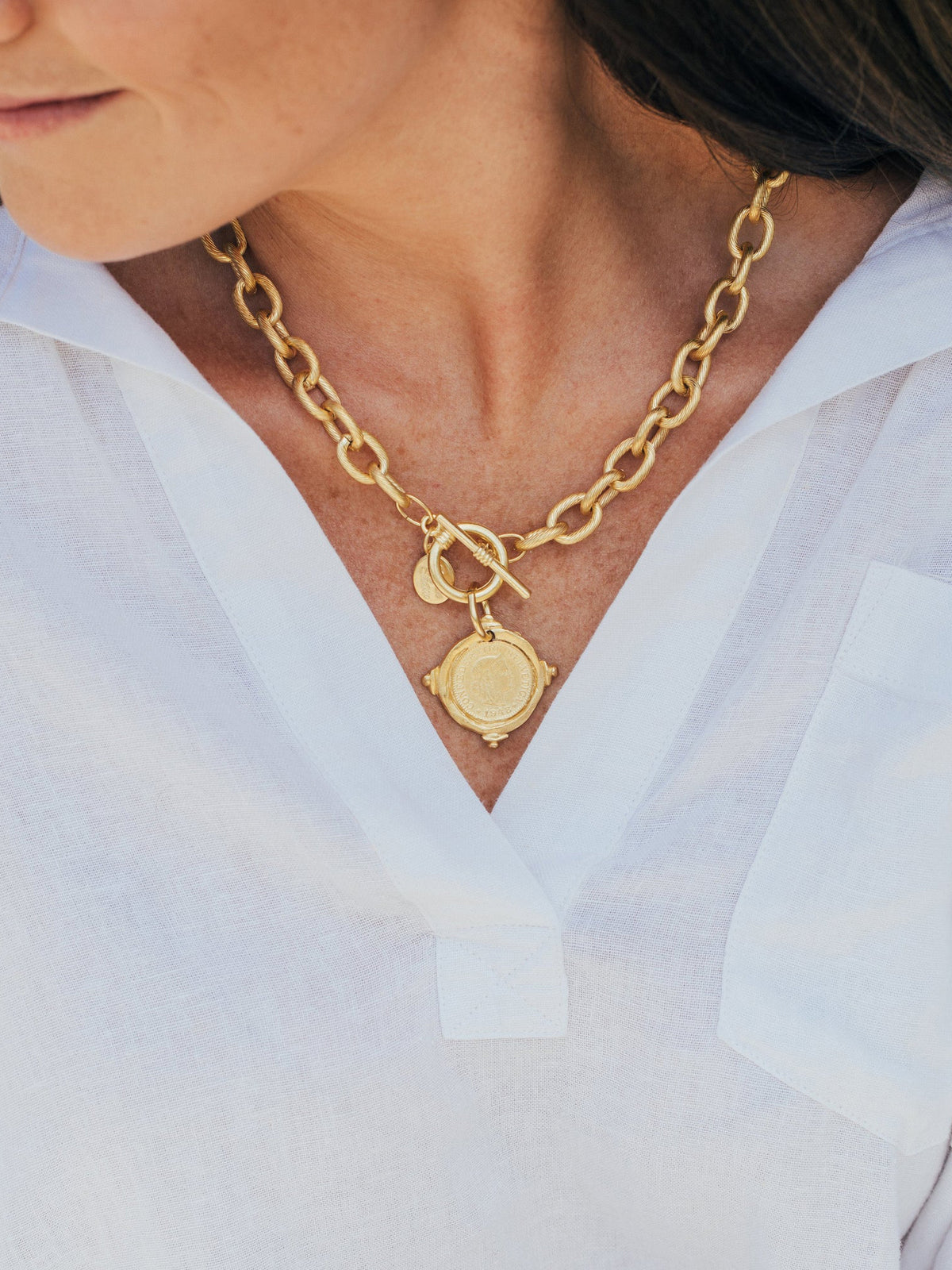 Susan Shaw 16" Coin Toggle Necklace