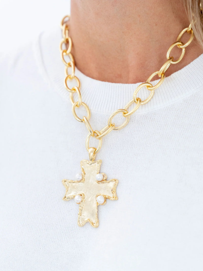 Susan Shaw 16" Esther Cross Necklace