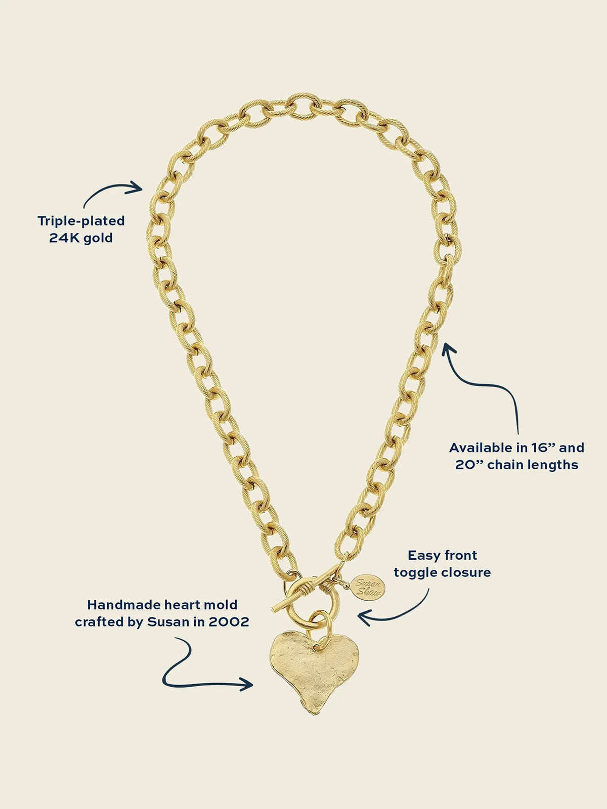 Susan Shaw 16" Heart Toggle Necklace