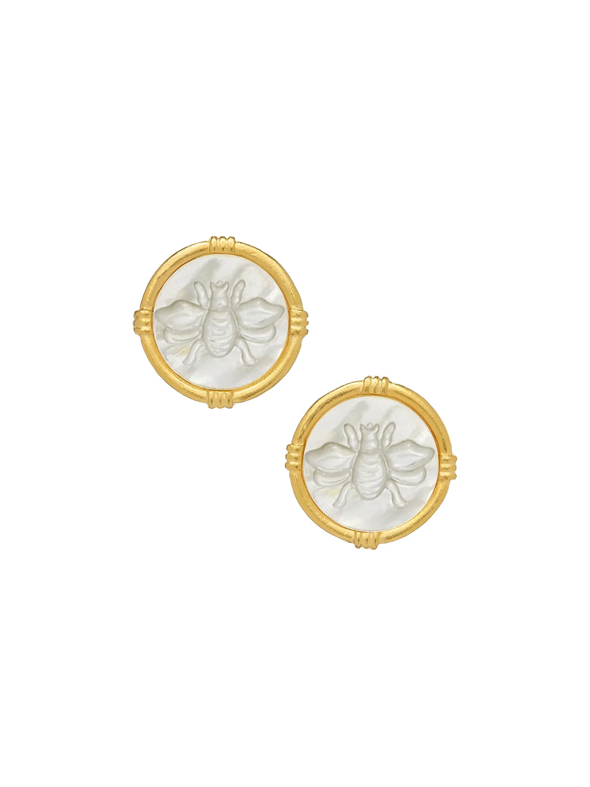 Susan Shaw Ida Bee Studs Mother of Pearl Gold