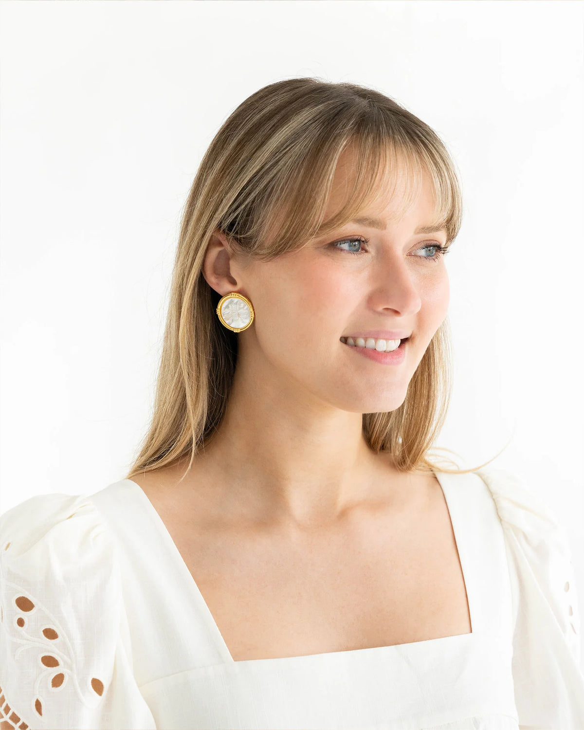 Susan Shaw Ida Bee Studs Mother of Pearl Gold