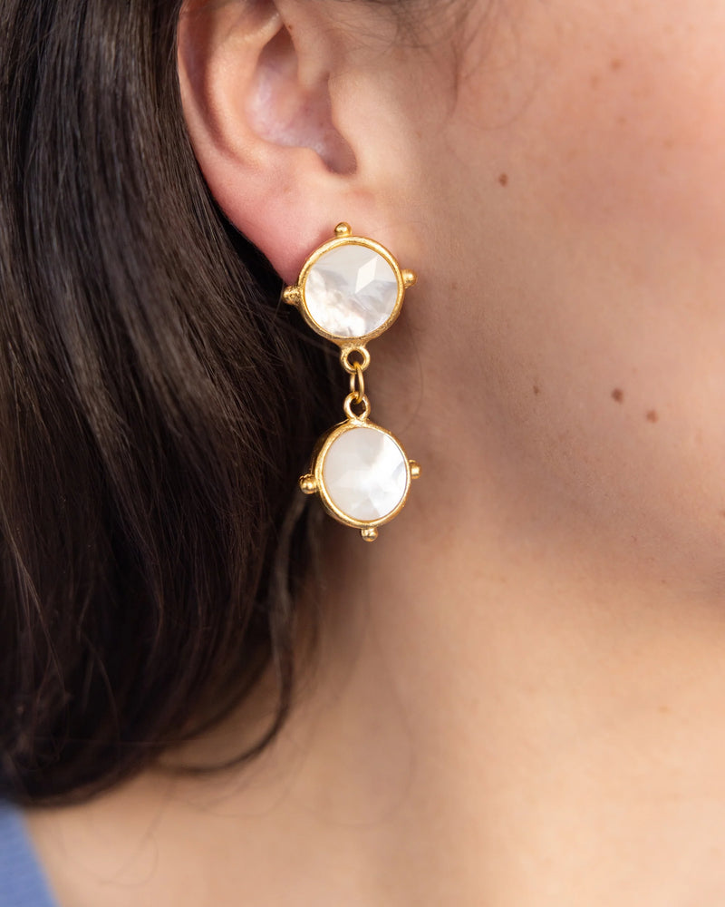 Susan Shaw Kate Drop Earrings in Mother of Pearl