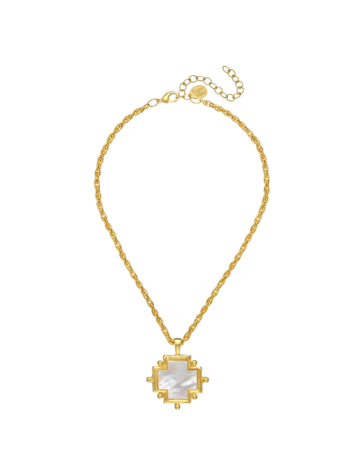 Susan Shaw 16" Mother of Pearl Cross Necklace