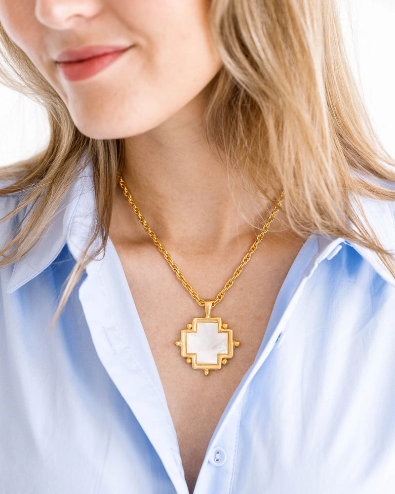 Susan Shaw 16" Mother of Pearl Cross Necklace