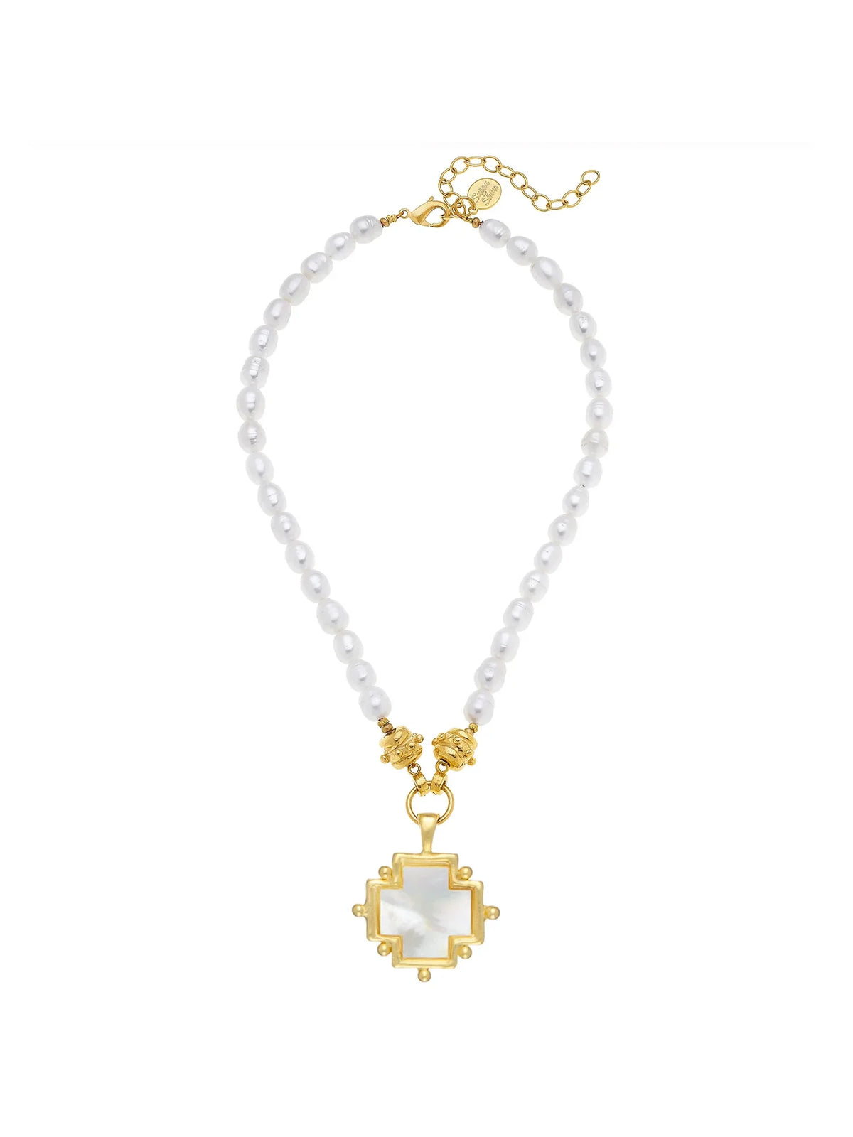 Susan Shaw 16" Mother of Pearl Cross Pearl Necklace