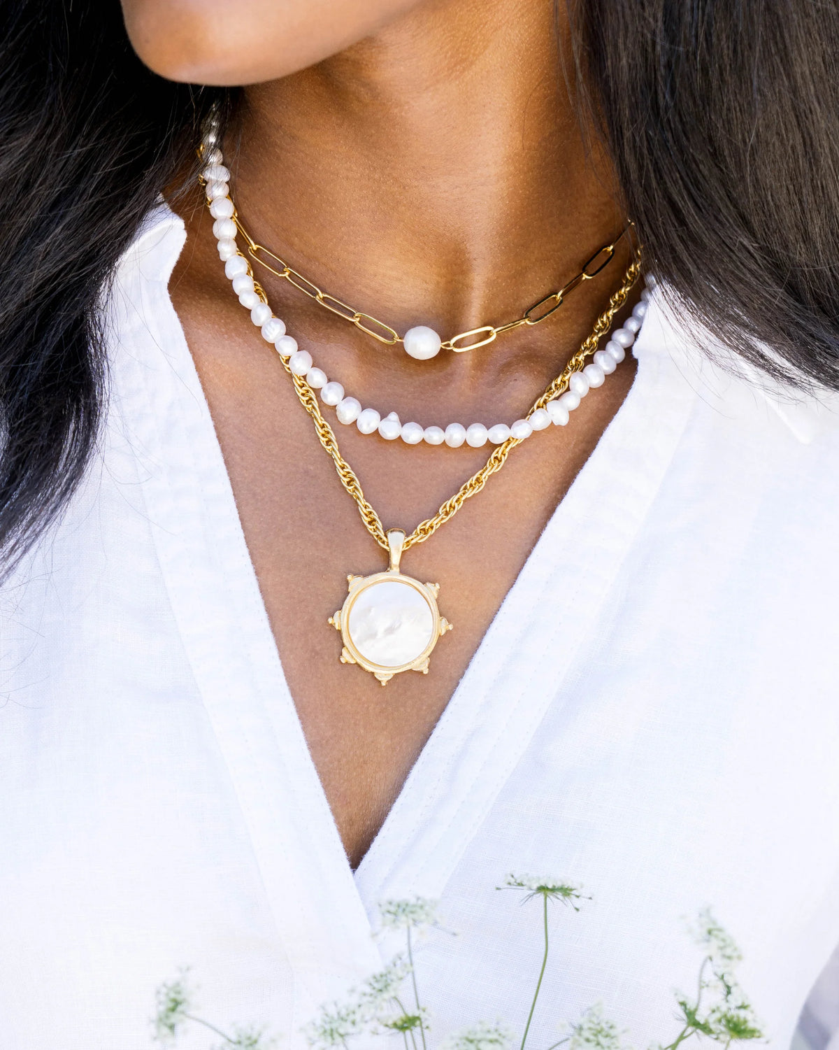 Susan Shaw Penny Pearl Necklace