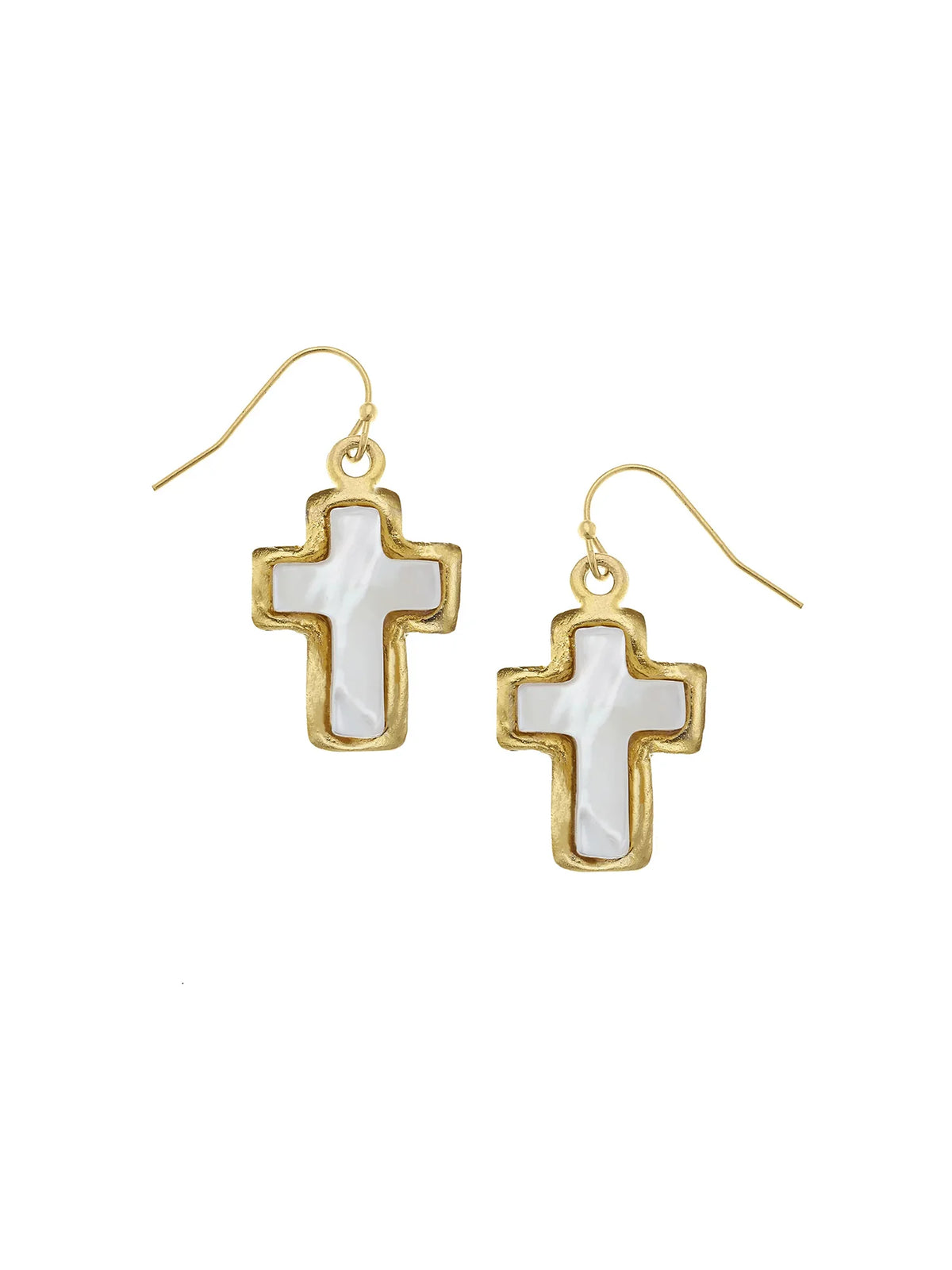 Susan Shaw Small Mother of Pearl Cross Earrings