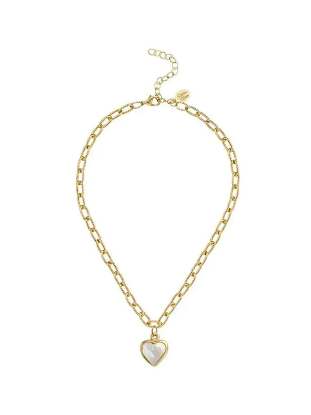 Susan Shaw Small Mother of Pearl Heart Jane Necklace