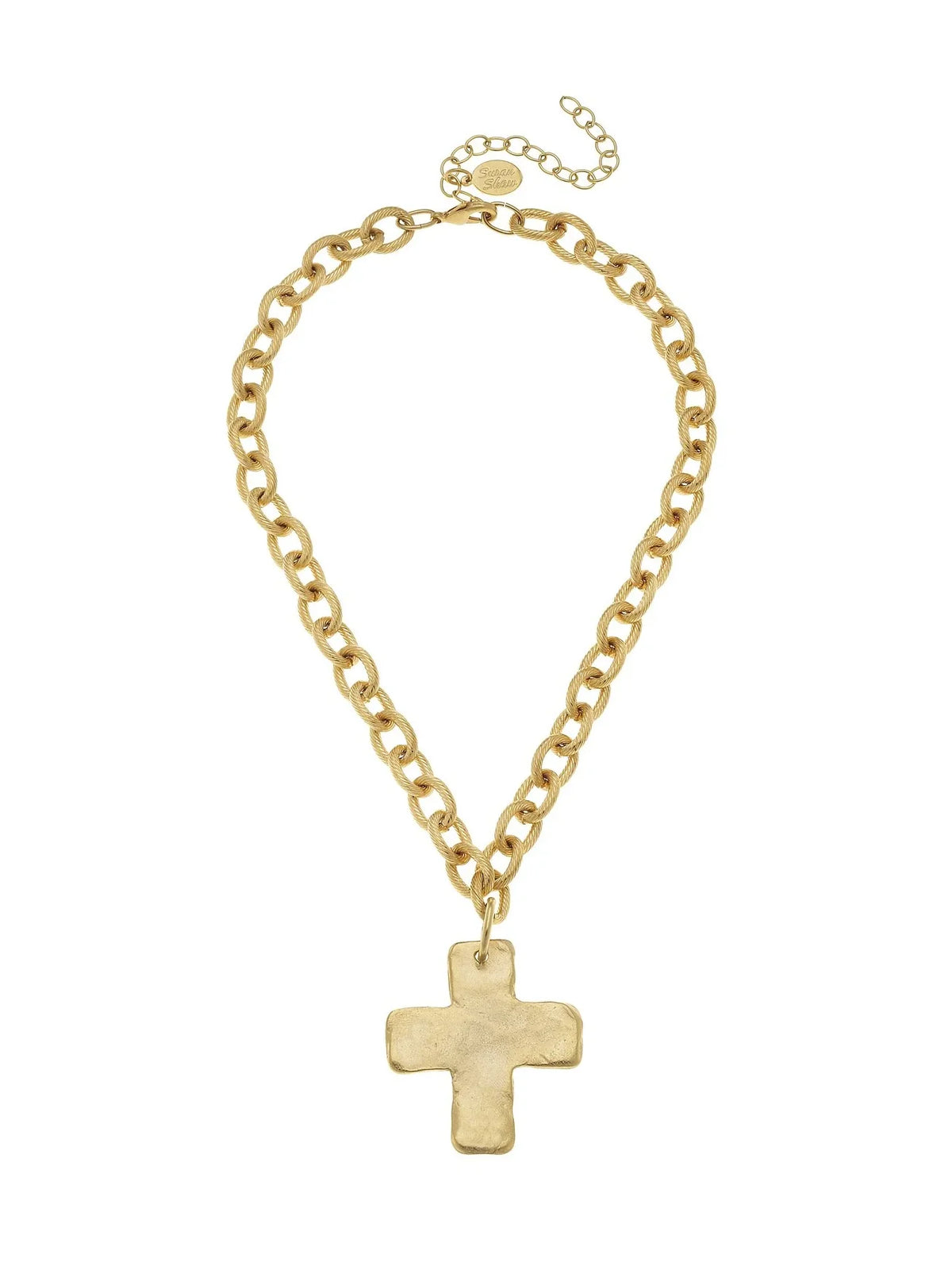 Susan Shaw 16" Solid Cross Necklace - Gold
