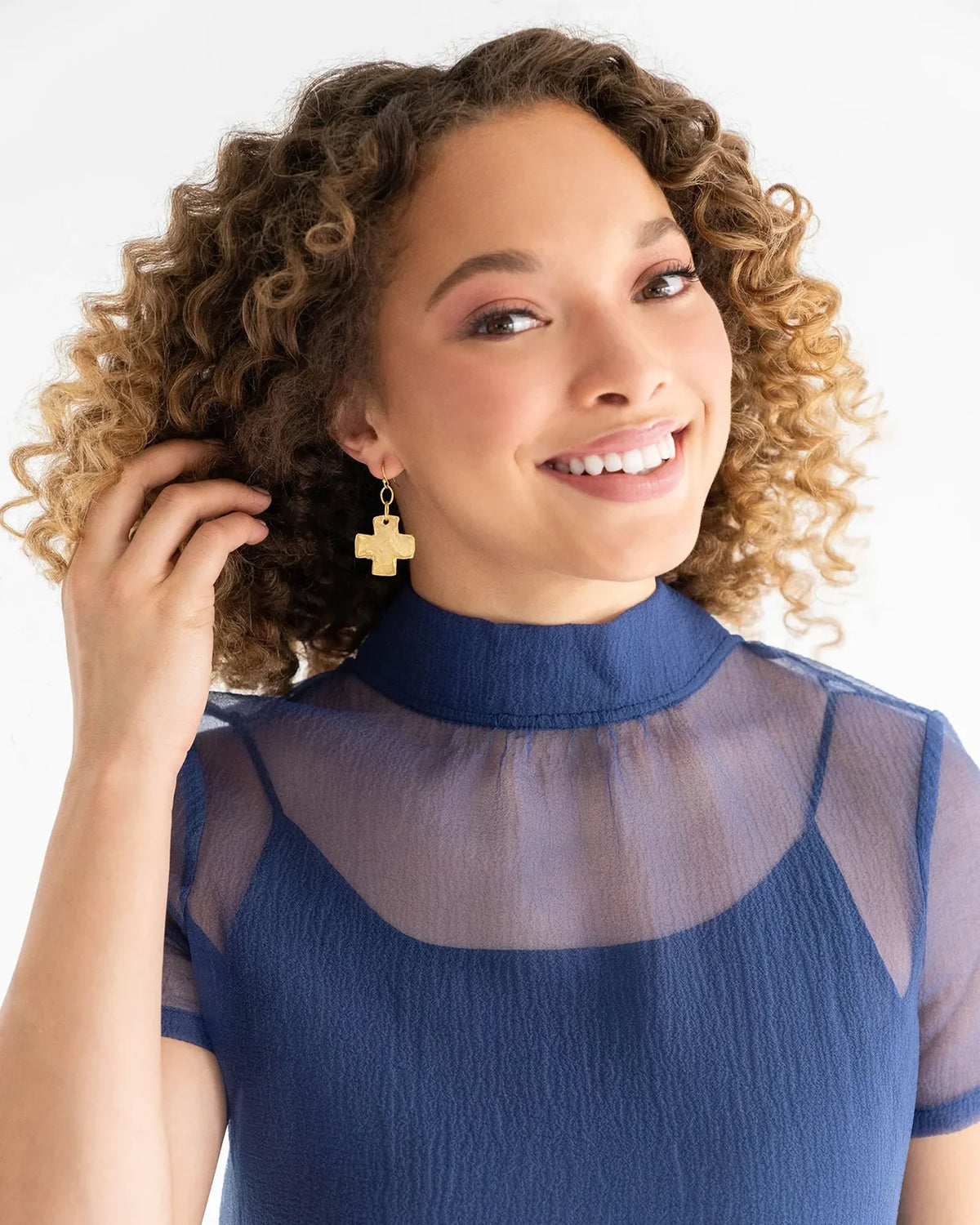 Susan Shaw Square Cross Dangle Earrings