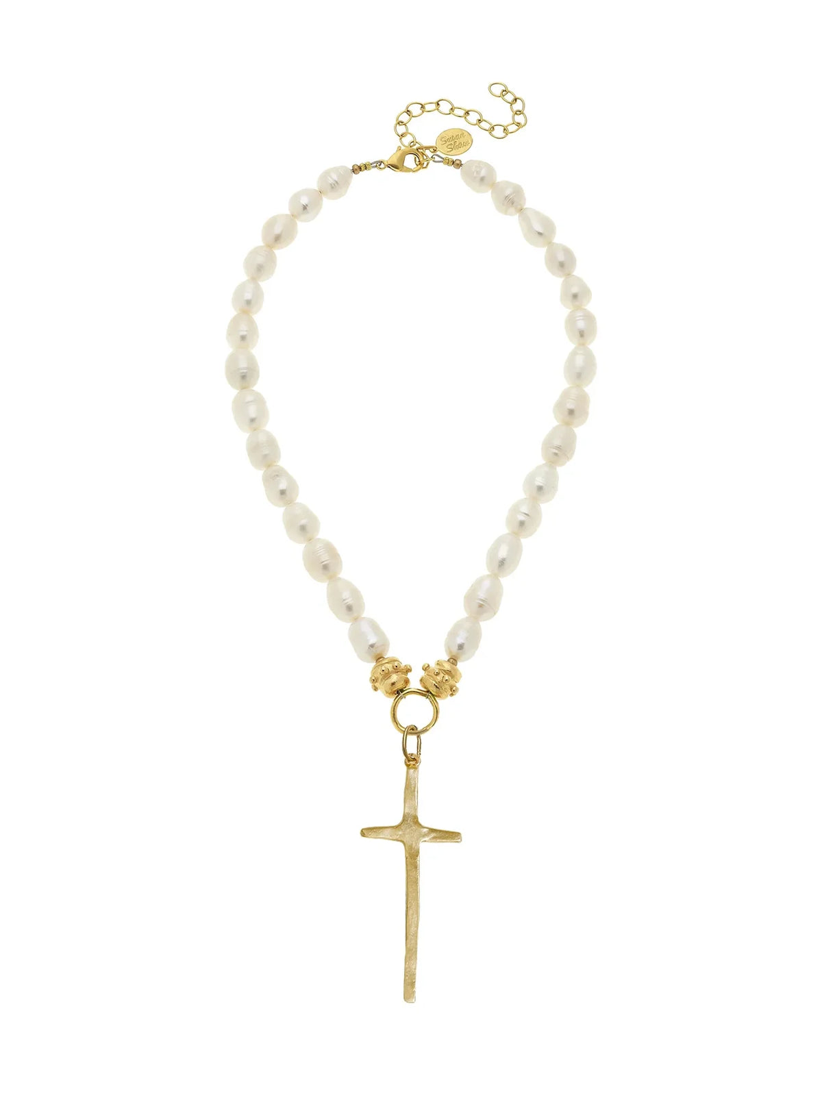 Susan Shaw 16" Tall Cross Pearl Necklace