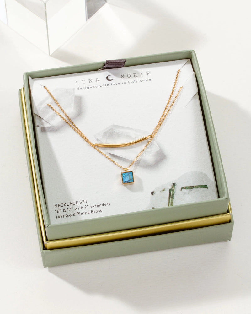 sweet and simple labradorite necklace set in 14kt gold plated brass by luna norte jewelry