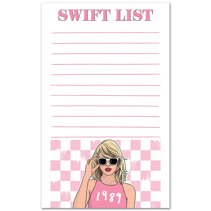 taylor swift list notepad-front view