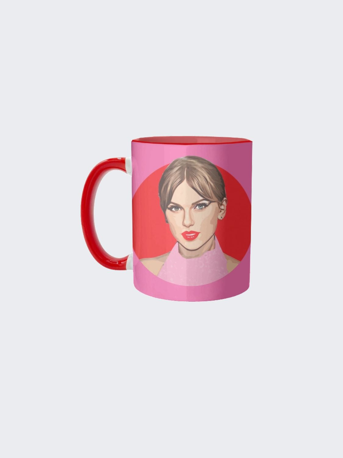 taylor swift red lips coffee mug with red interior and handle