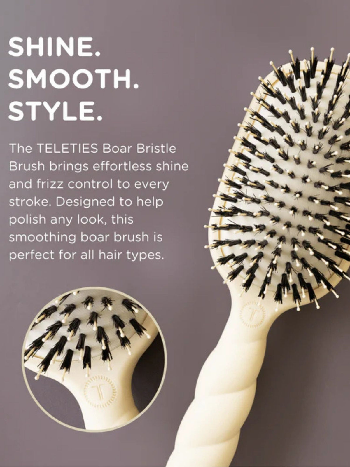 TELETIES Boar Bristle Hair Brush tan 