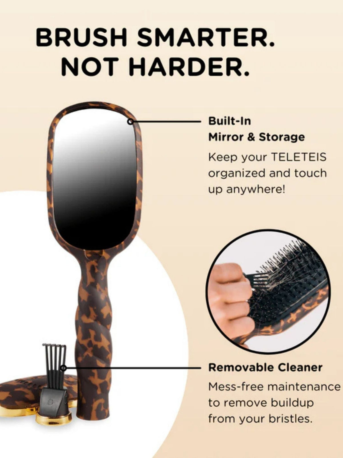 TELETIES Boar Bristle Hair Brush tortoise 