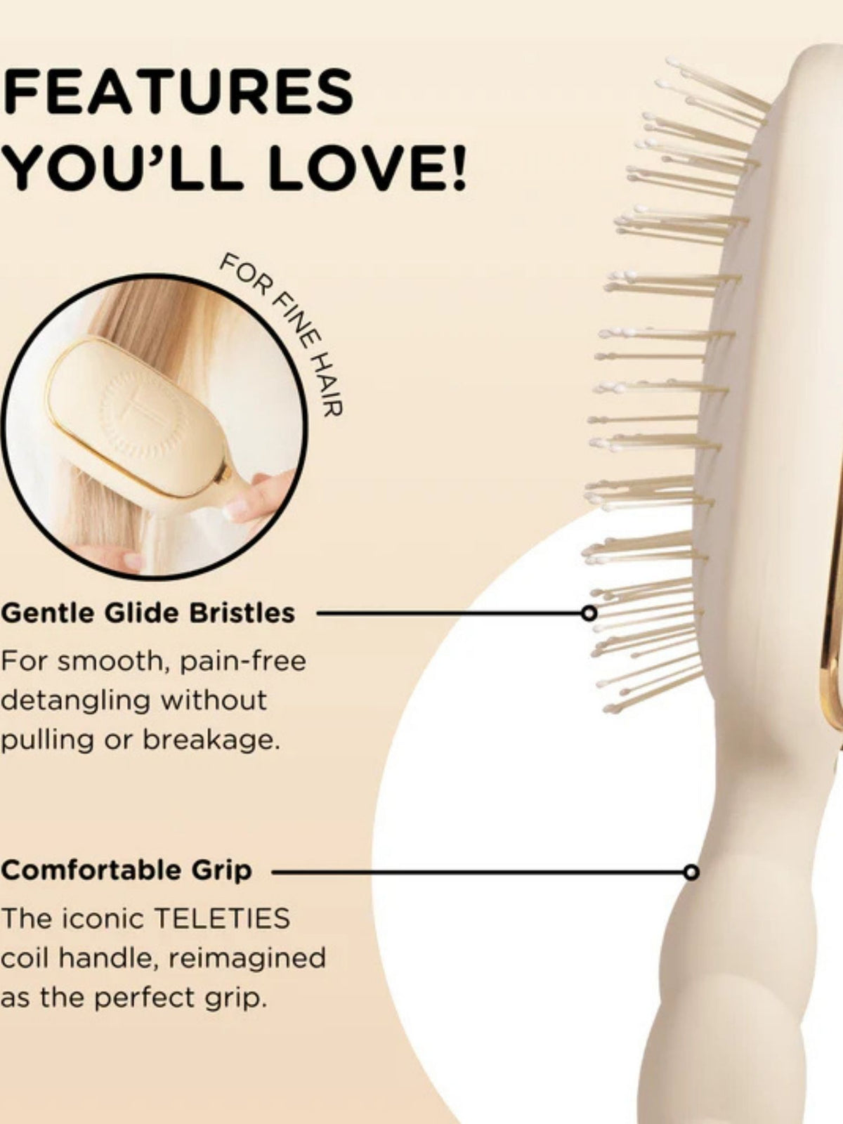 Detangler Hair Brush for Fine Hair tan 