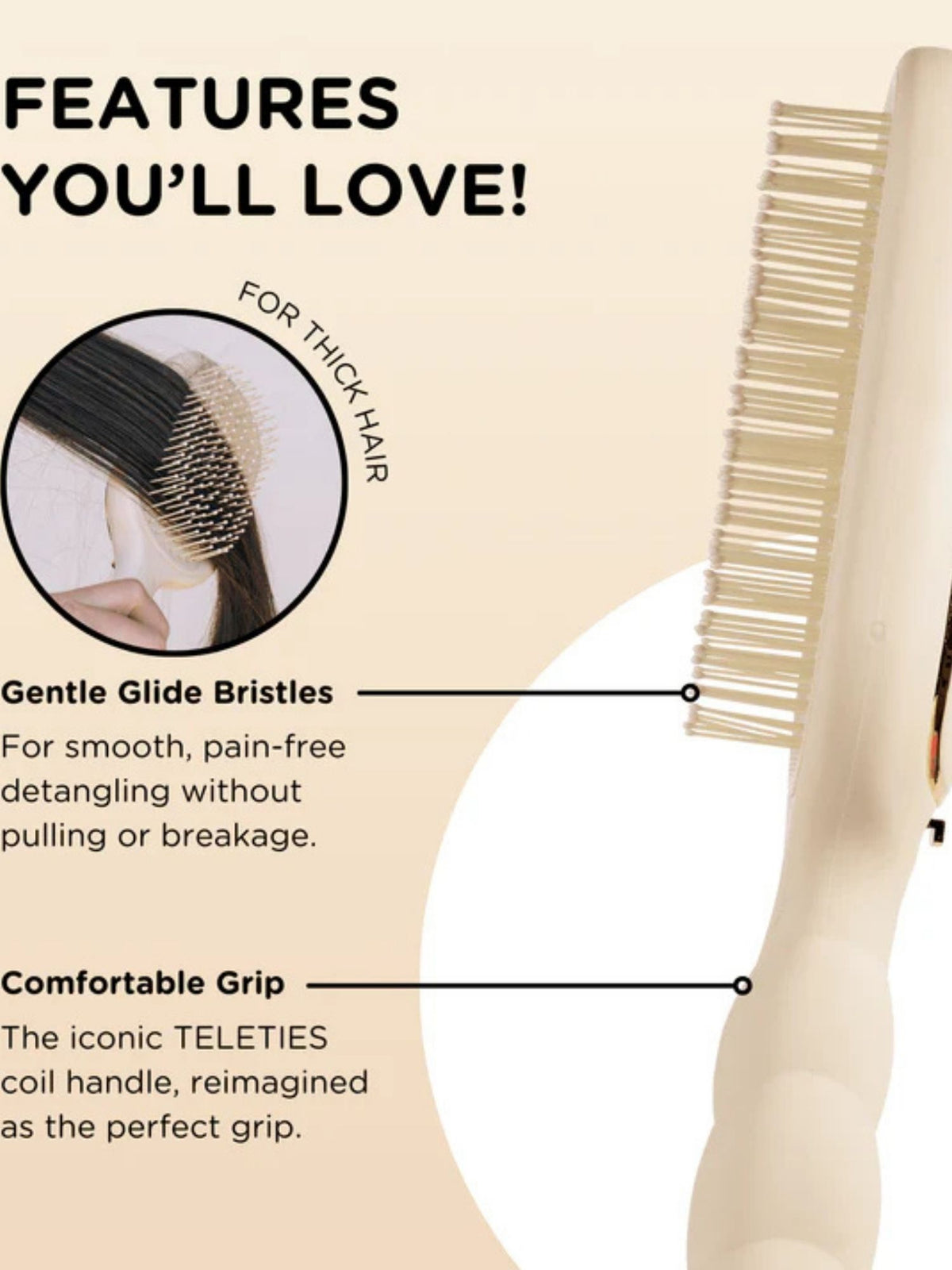 Detangler Hair Brush for Thick Hair tan 