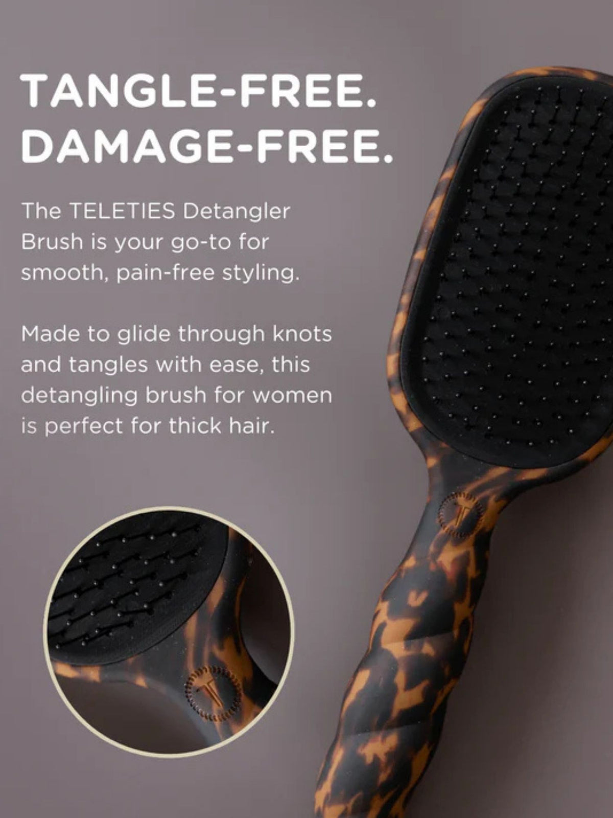 Detangler Hair Brush for Thick Hair tortoise 