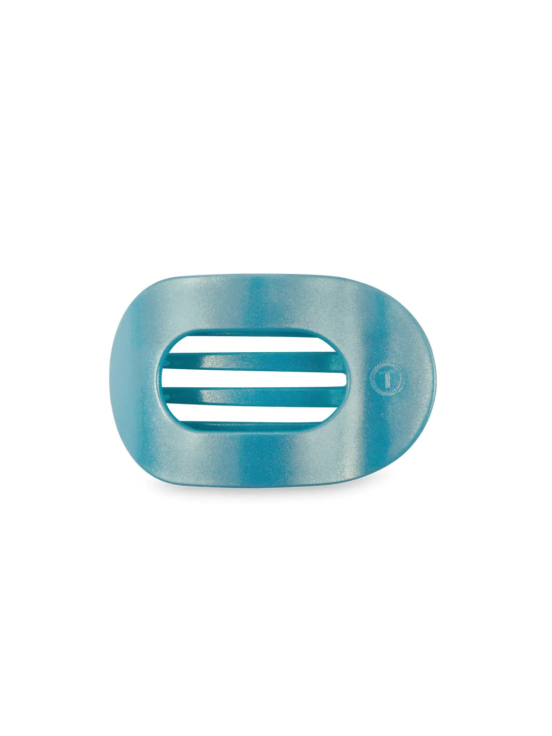 TELETIES Large Flat Round Hair Clip Disco Blue Seas