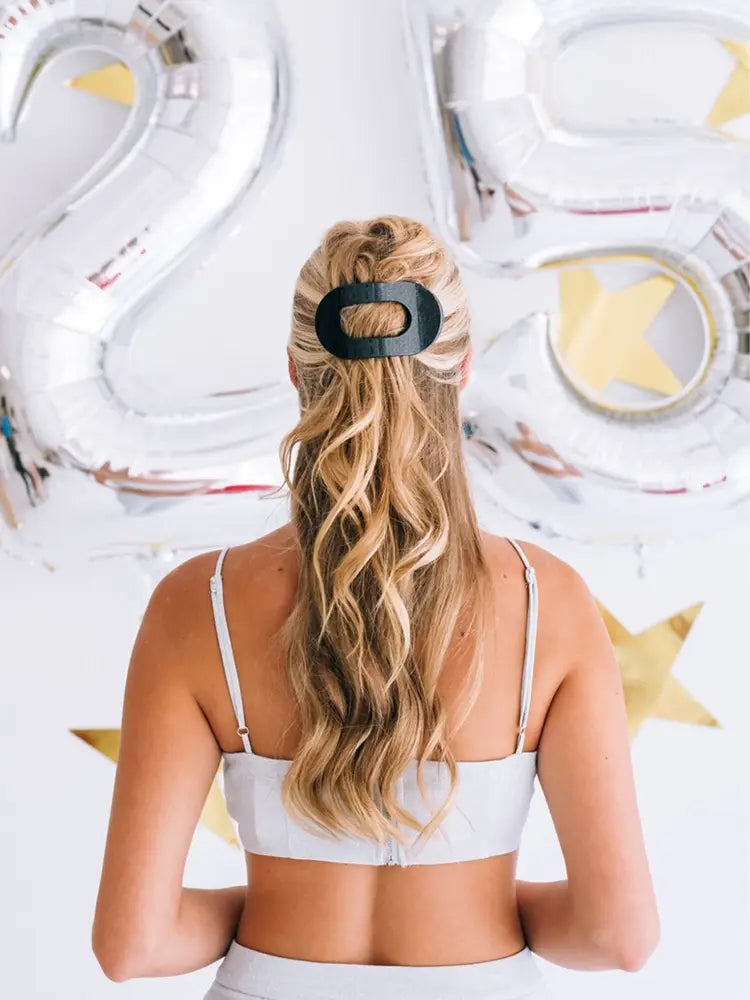 TELETIES Large Flat Round Hair Clip Disco Midnight Magic