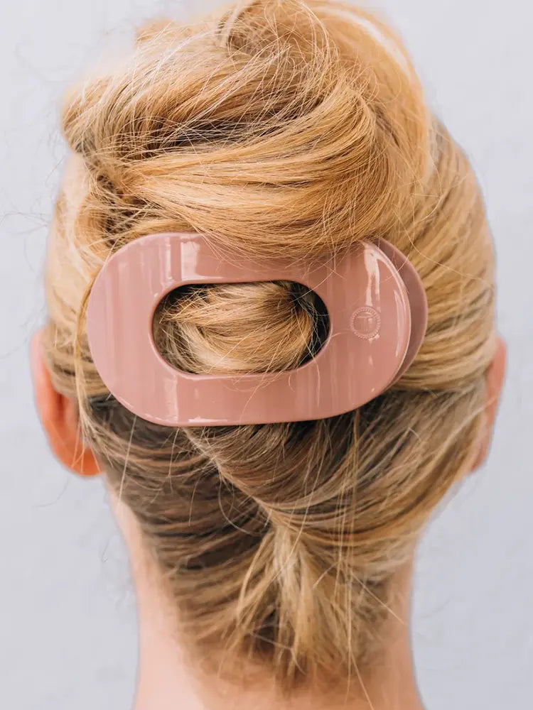 TELETIES Large Flat Round Hair Clip Disco Mocha Mousse