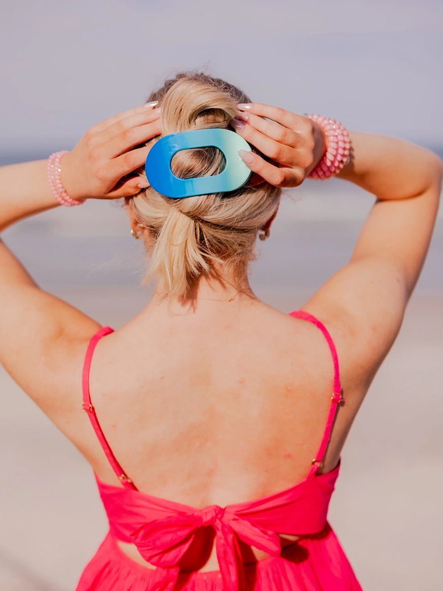 teleties large flat round hair clip in poolside