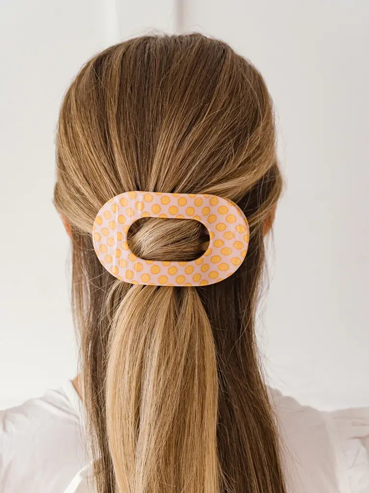 TELETIES Large Flat Round Hair Clip Disco Sunny Days Ahead