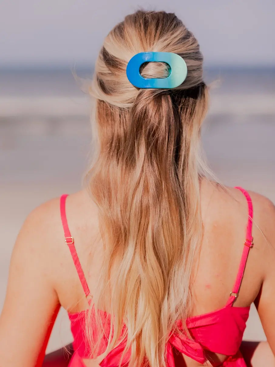 teleties small flat round hair clip in poolside