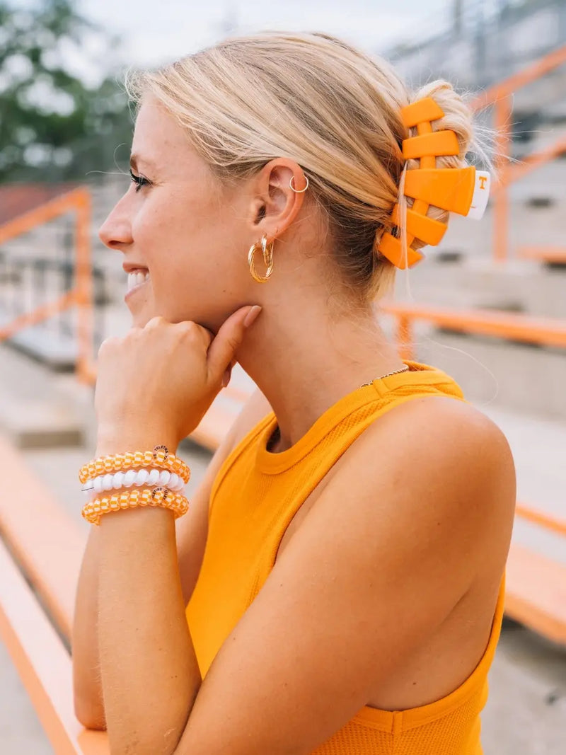 teleties university of tennessee gameday orange and white large hair clip