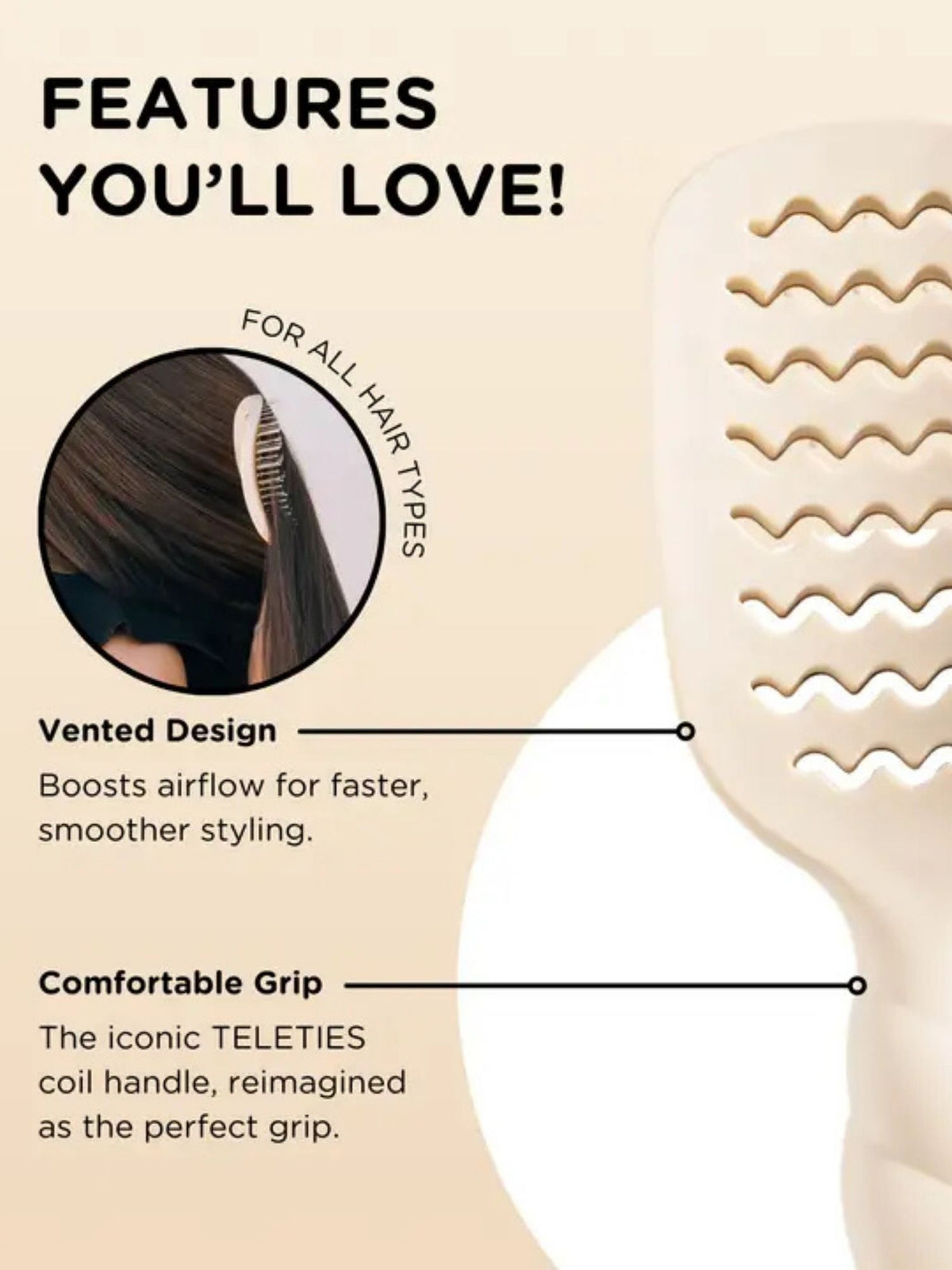 teleties Vented Hair Brush tan 