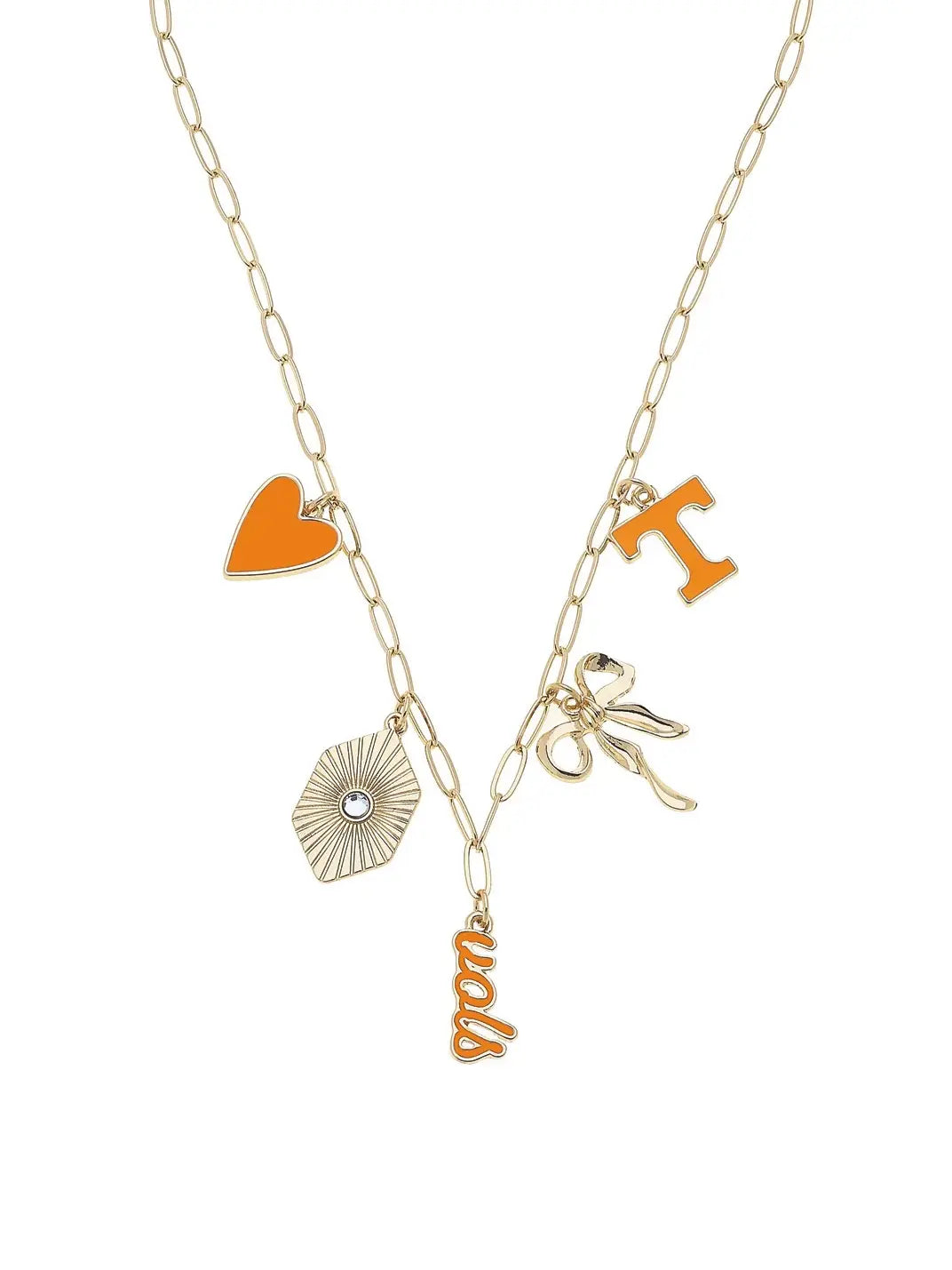 Tennessee Vols Gold Orange & White Paper Clip Charm Collector Necklace