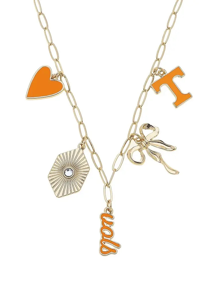 Tennessee Vols Gold Orange & White Paper Clip Charm Collector Necklace