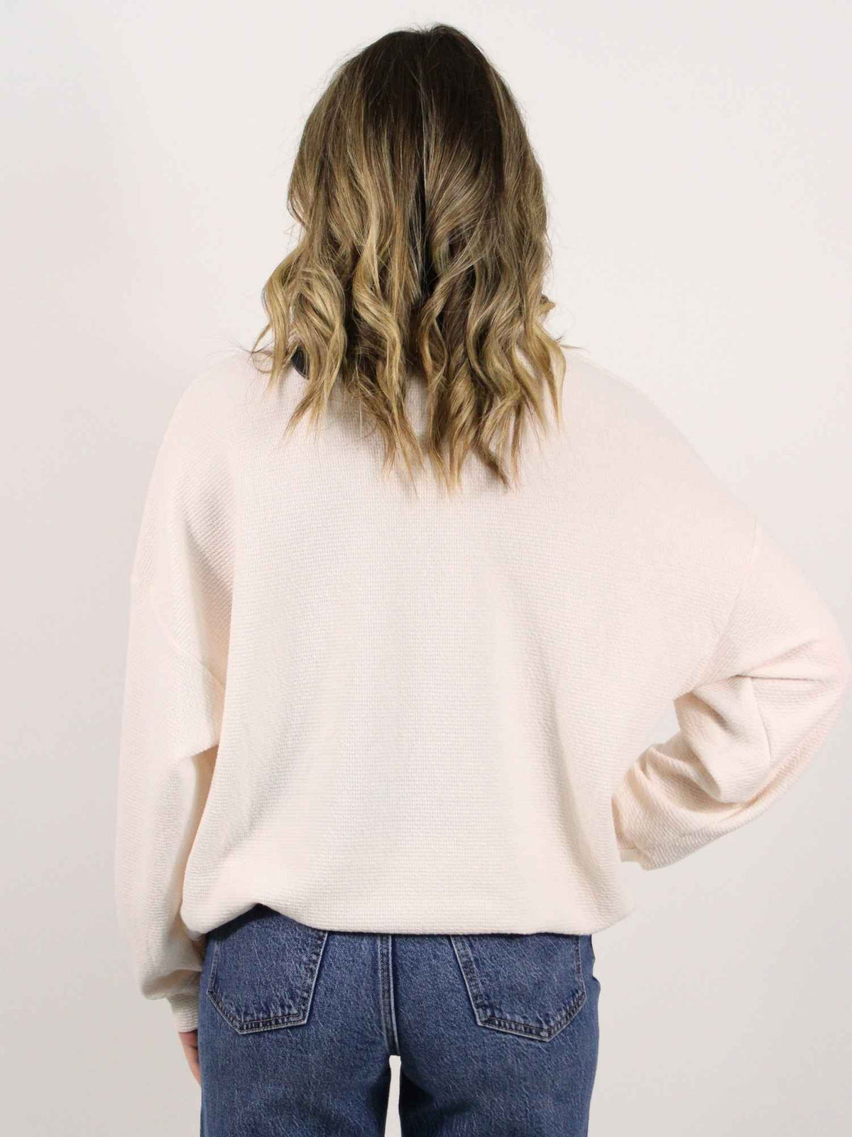 Tennessee Cloudy Knit Long Sleeve Graphic Top Cream