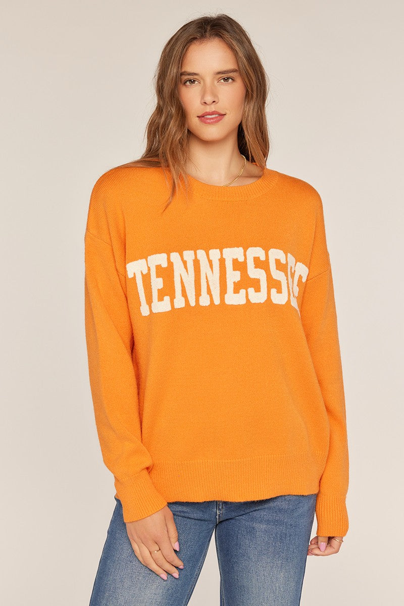 orange sweater with tennessee across the front 