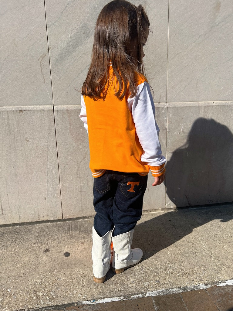 university of tennessee toddler game day denim jeans with tn power t logo