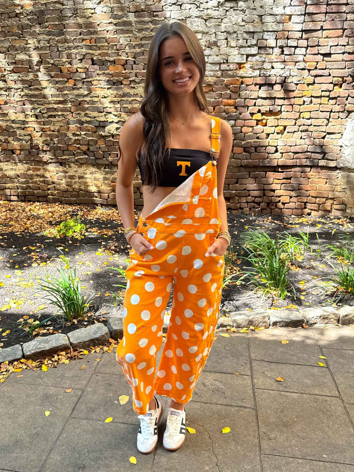 Tennessee Gameday Polka Dot Barrel Leg Overalls