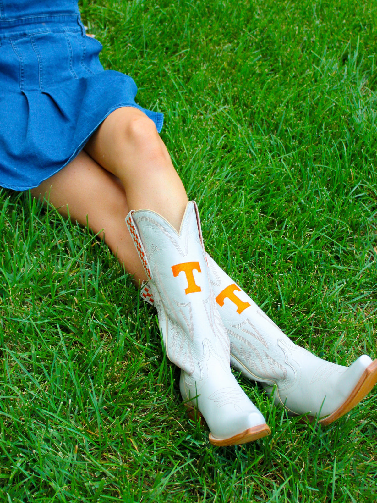 University of Tennessee Game Day Ivory Western Boot with Orange Tennessee Vols Power T