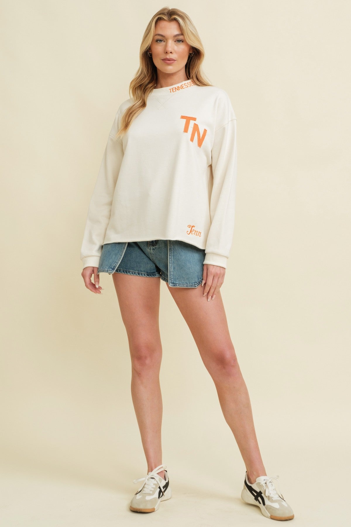 TN Gameday Sweatshirt in cream & orange-front