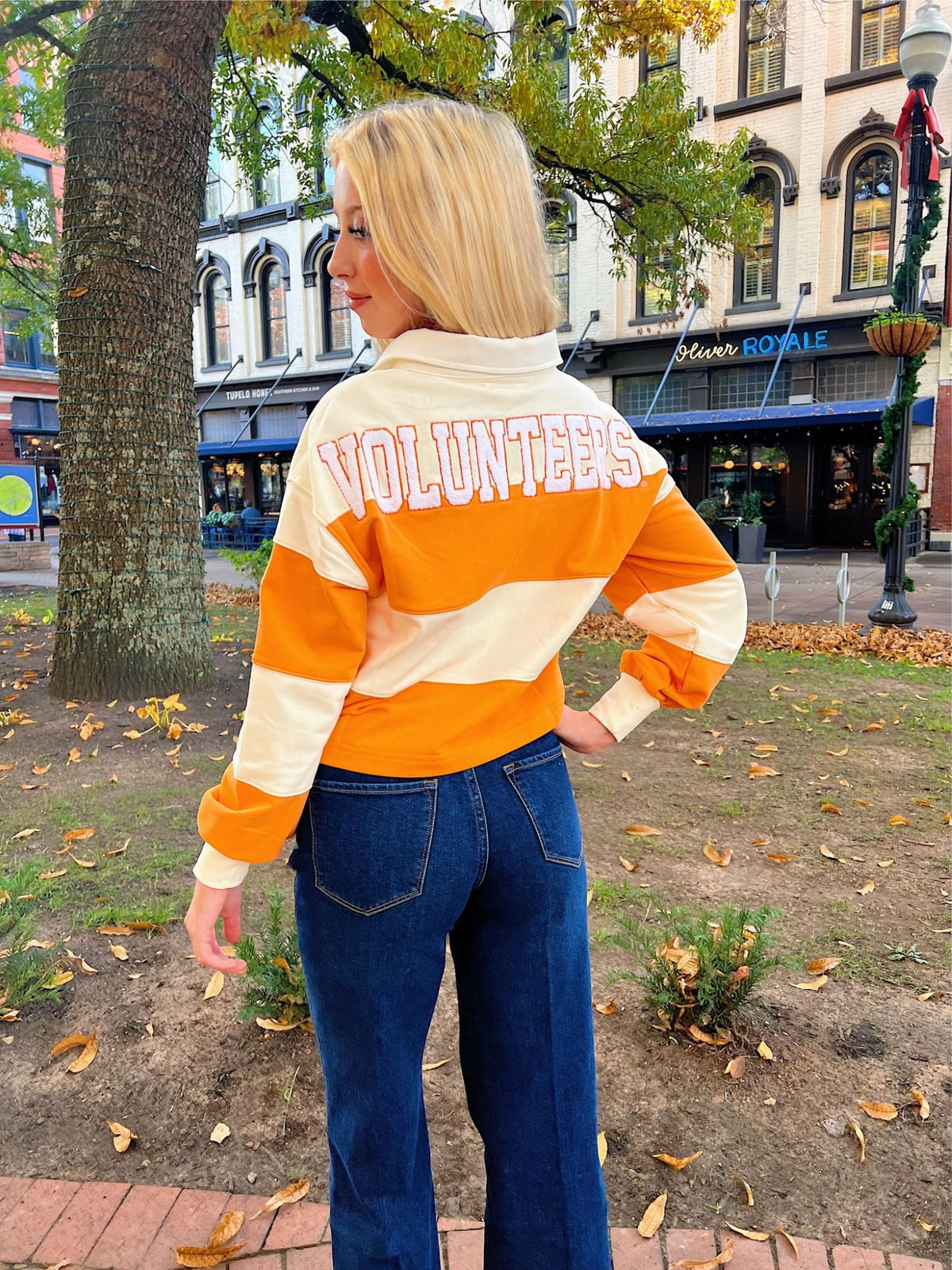 Tennessee Long Sleeve Rugby Top orange and white