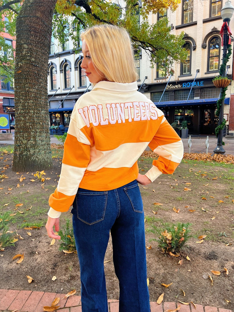 Tennessee Long Sleeve Rugby Top orange and white