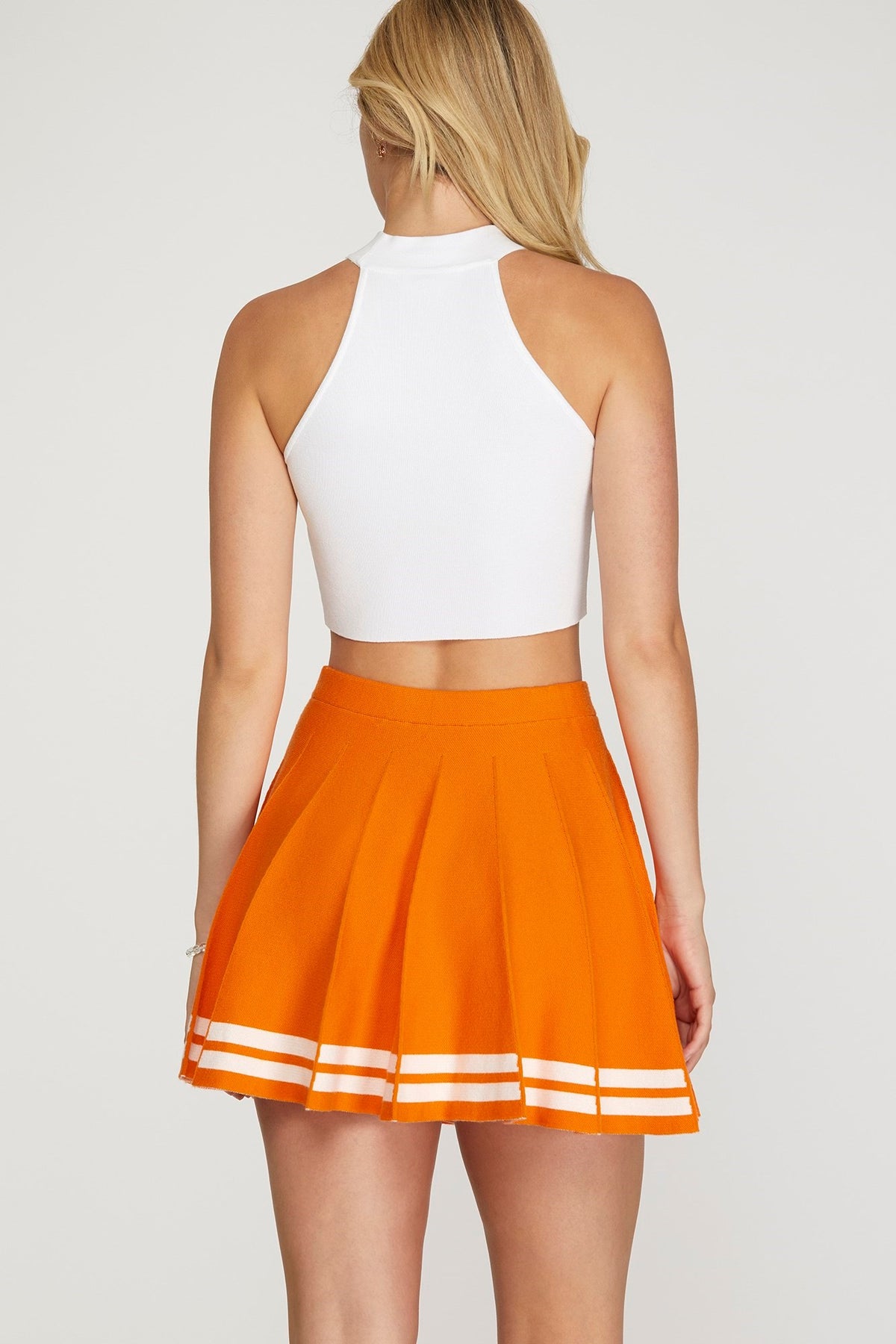 tennessee orange and white contrast stripe cheer skirt for game day