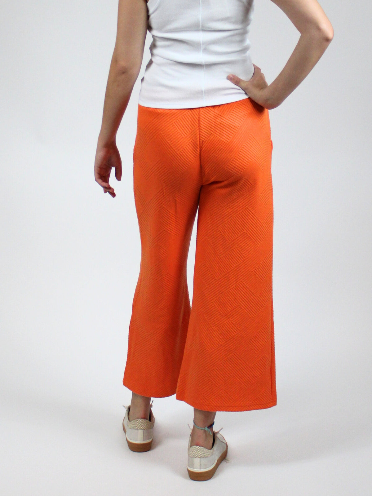 tennessee orange textured cropped wide leg pants-back