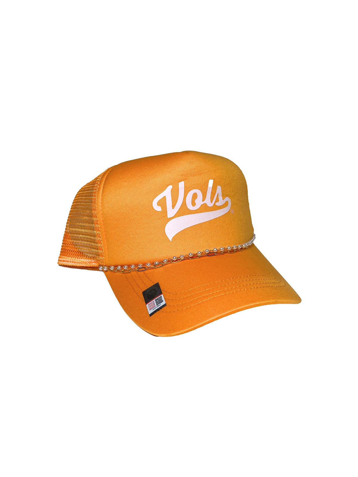 Tennessee Pearl Chain Orange & White Ponyflo Hat