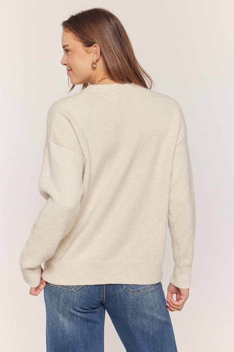 tennessee printed sweater in oatmeal-back