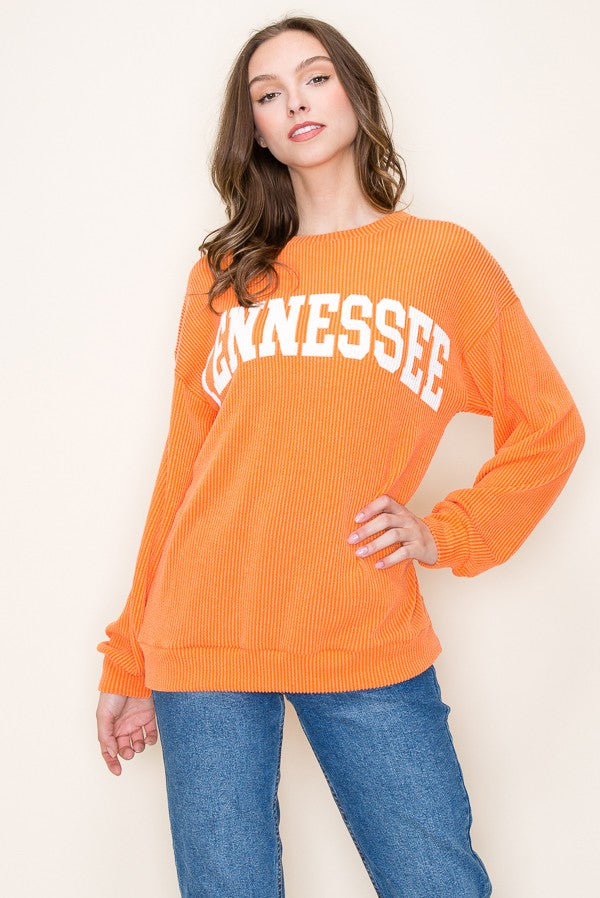 tennessee ribbed graphic sweatshirt in orange-front