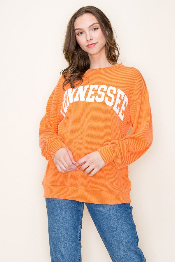 tennessee ribbed graphic sweatshirt in orange-front