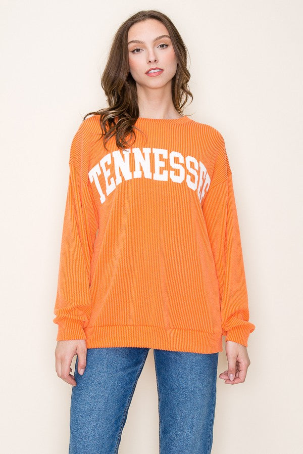 tennessee ribbed graphic sweatshirt in orange-front