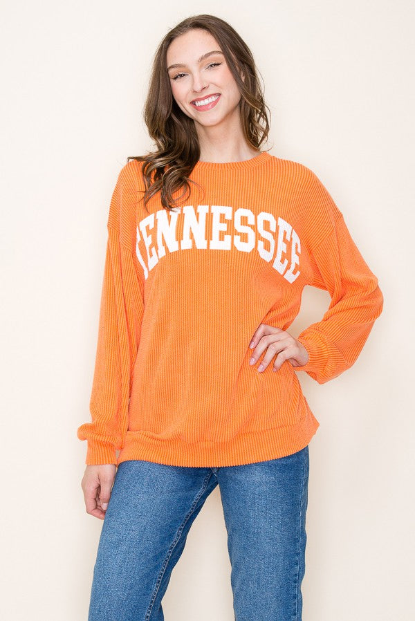 tennessee ribbed graphic sweatshirt in orange-front