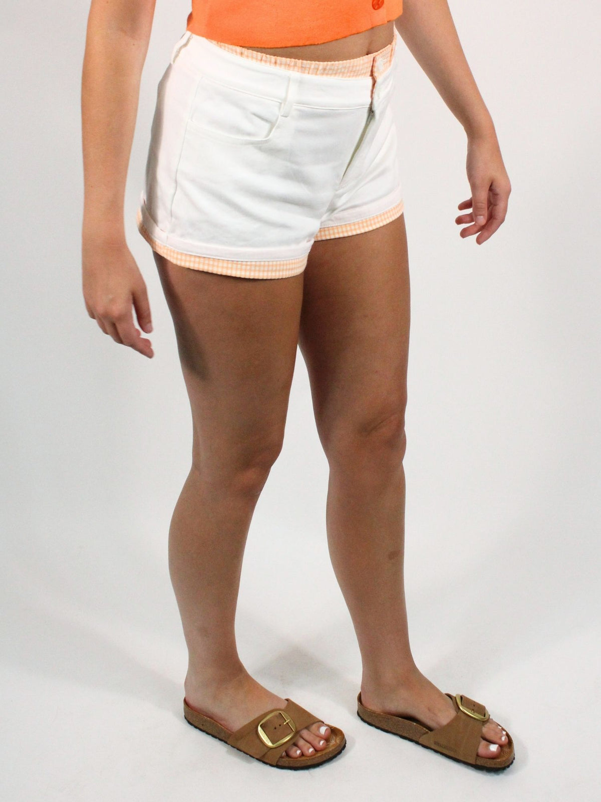 Tennessee Saturdays Peek A Boo Shorts White Tangerine